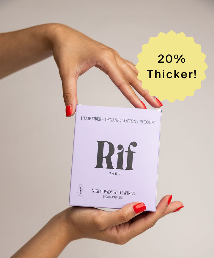 Organic Cotton and Hemp Fiber Menstrual Long / Night Pads with Wings 25% more absorbency